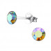 Silver 5mm Round Ear Studs with Crystals