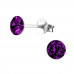 Silver 5mm Round Ear Studs with Crystals