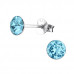 Silver 5mm Round Ear Studs with Crystals