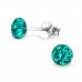 Silver 5mm Round Ear Studs with Crystals