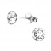 Silver 5mm Round Ear Studs with Crystals