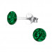 Silver 5mm Round Ear Studs with Crystals