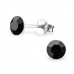 Silver 5mm Round Ear Studs with Crystals