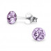 Silver 5mm Round Ear Studs with Crystals