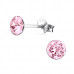 Silver 5mm Round Ear Studs with Crystals