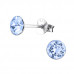 Silver 5mm Round Ear Studs with Crystals