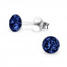 Silver 5mm Round Ear Studs with Crystals