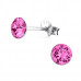 Silver 5mm Round Ear Studs with Crystals