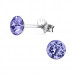 Silver 5mm Round Ear Studs with Crystals