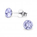 Silver 5mm Round Ear Studs with Crystals