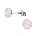 Silver 5mm Round Ear Studs with Crystals