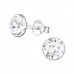 Silver Round 6mm Ear Studs with Crystals