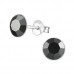 Silver Round 6mm Ear Studs with Crystals