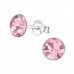 Silver Round 6mm Ear Studs with Crystals