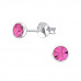 Silver Round 4mm Ear Studs with Crystals