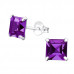 Silver Square 6mm Ear Studs with Crystals