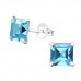 Silver Square 6mm Ear Studs with Crystals