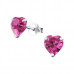 Silver 6mm Heart Ear Studs with Crystals