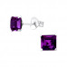 Silver Square 6mm Ear Studs with Crystals