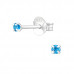 Silver Birthstone Round 2mm Ear Studs with Cubic Zirconia