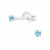 Silver Birthstone Round 2mm Ear Studs with Cubic Zirconia