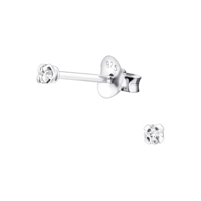 Silver Round 2mm Ear Studs with Cubic Zirconia