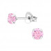 Silver 4mm Round Ear Studs with Cubic Zirconia