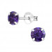 Silver Round 5mm Birthstone Ear Studs with Cubic Zirconia