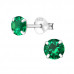 Silver Round 5mm Birthstone Ear Studs with Cubic Zirconia