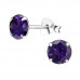 Silver 6mm Round Birthstone Ear Studs with Cubic Zirconia