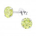 Silver 6mm Round Birthstone Ear Studs with Cubic Zirconia