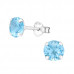 Silver 6mm Round Birthstone Ear Studs with Cubic Zirconia