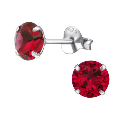 Silver Round 6mm Ear Studs with Cubic Zirconia