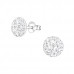 Silver Round Ear Studs with Crystal