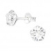 Silver Round 6mm Ear Studs with Crystals