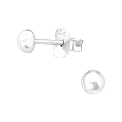 Silver Half Ball 3.5mm Ear Studs