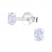 Silver Oval 3x4mm Ear Studs with Cubic Zirconia