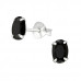 Silver Oval 4X6mm Basic Ear Studs with Cubic Zirconia