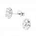 Silver Oval 5x7mm Ear Studs with Cubic Zirconia