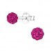 Silver Ball 4mm Ear Studs with Crystal