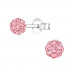 Silver Ball 4mm Ear Studs with Crystal