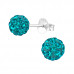 Silver Ball 6mm Ear Studs with Crystal