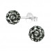 Silver Ball 6mm Ear Studs with Crystal