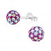 Silver Ball 6mm Ear Studs with Crystal