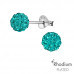 Silver Ball 6mm Ear Studs with Crystal