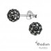 Silver Ball 6mm Ear Studs with Crystal