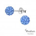 Silver Ball 6mm Ear Studs with Crystal