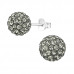 Silver Ball 8mm Ear Studs with Crystal