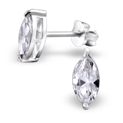 Marquise 4X8Mm Sterling Silver Basic Ear Studs with Cubic Zirconia