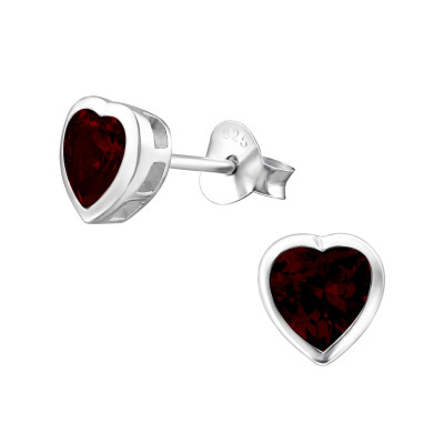 Heart 6mm Sterling Silver Basic Ear Studs with Cubic Zirconia